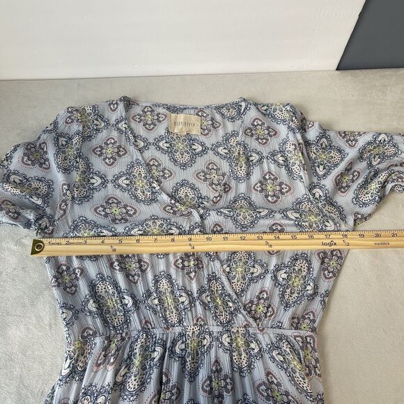 Moon River Dress Medium Blue Floral Print Lace Trim High Low Anthropologie - Picture 10 of 11